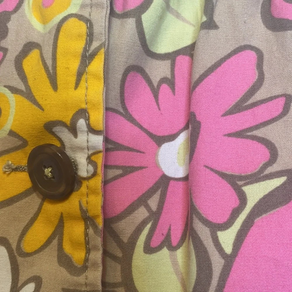 Genuine Kids By OshKosh Tan Pink Flower Lightweight Hooded Jacket Size 18 Months